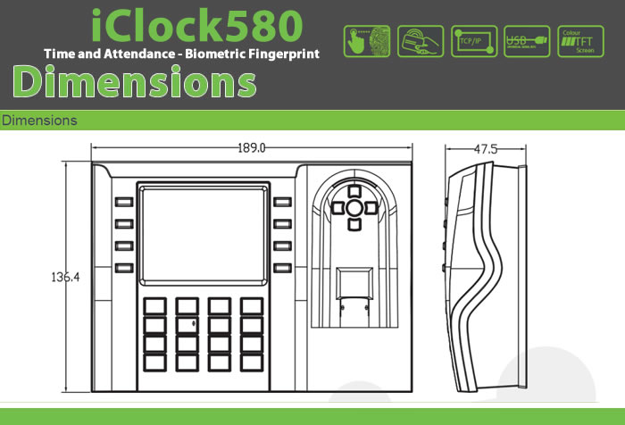 Iclock Biometric and Time and Attendance Products - iClock580